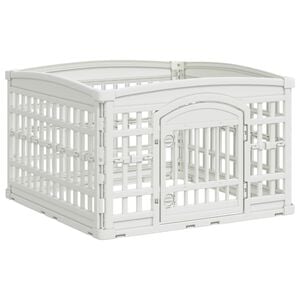 vidaXL 4-Panel Hundelaufstall 88 x 88 x 56 cm Kunststoff Wei&szlig; Klappbar