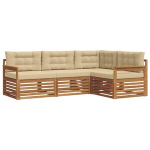 vidaXL Outdoor-Sofagarnitur 4 stk. 4-Sitzer Natur und Beige
