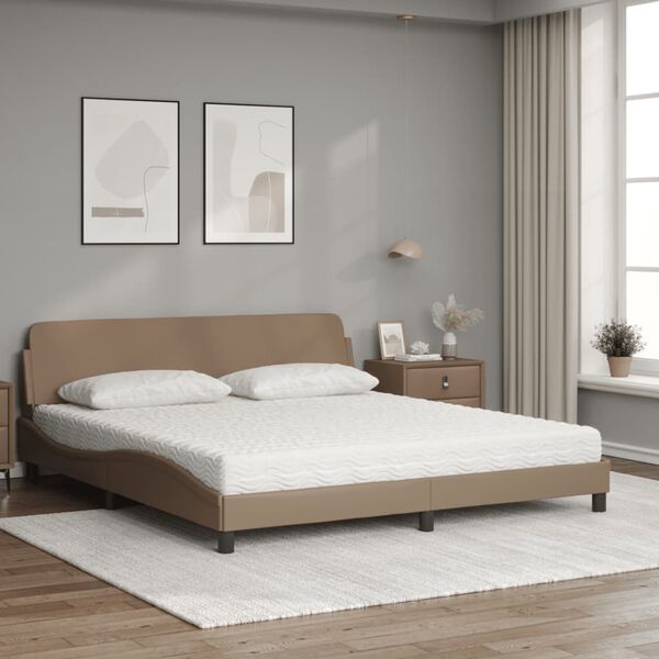 vidaXL Bett mit Matratze "Dover" Cappuccino-Braun 180x200 cm Kunstleder