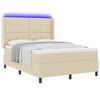 vidaXL LED Boxspringbett mit Matratze Creme 140 x 190 cm Stoff