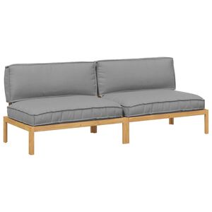 vidaXL Sofa Set mit Kissen Uni Grau 240 x 80 x 69 cm Massivholz Akazie