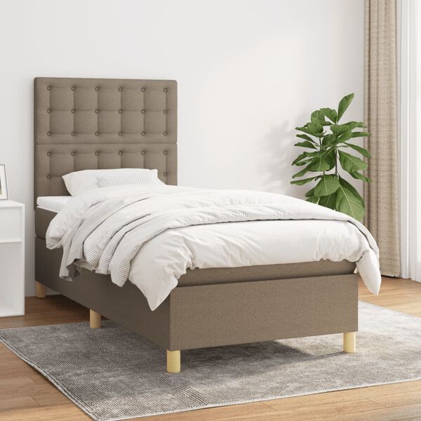 vidaXL Boxspringbett mit Matratze Taupe 80x200 cm Stoff