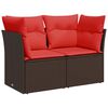 vidaXL Gartensofa mit Kissen 2-Sitzer Braun Poly Rattan