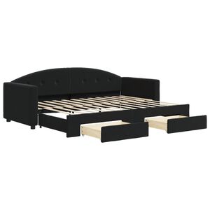 vidaXL Tagesbett Ausziehbar mit Schubladen Schwarz 80x200 cm Samt
