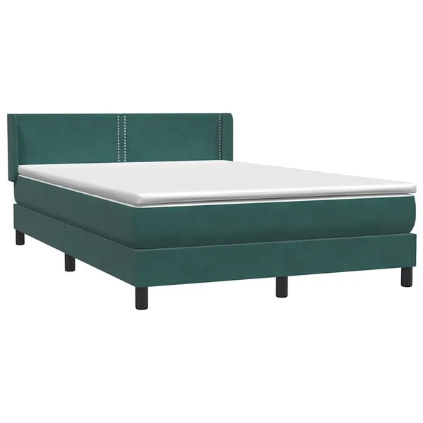 vidaXL Boxspringbett mit Matratze Dunkelgr&uuml;n 140x220 cm Samt