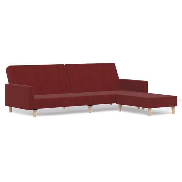 vidaXL Schlafsofa 2-Sitzer mit Fu&szlig;hocker Weinrot Stoff