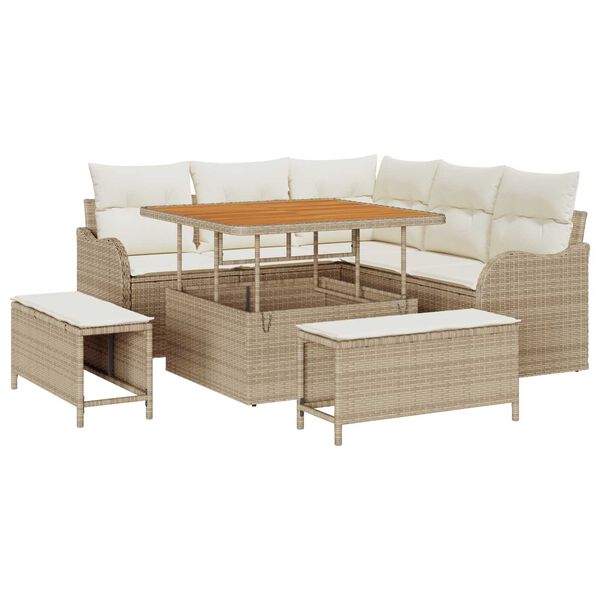 vidaXL Garten-Sofa-Set 8 pcs Beige Poly-Rattan