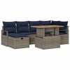 vidaXL Gartensofa-set mit Kissen mit Speicher 7 pcs Grau Poly-Rattan