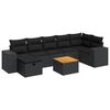 vidaXL 8-tlg. Garten-Sofagarnitur mit Kissen Schwarz Poly Rattan