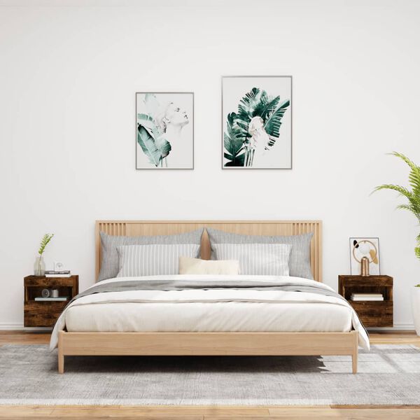 vidaXL TV-Wandschränke mit LED-Leuchten 2 Stk. Räuchereiche 40x30x40cm