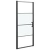vidaXL Duschtür 81x195 cm Halbmatt Hartglas Schwarz
