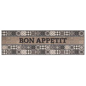 vidaXL K&uuml;chen Teppich Grau Guten Appetit 150 x 45 cm 100% Polyamid
