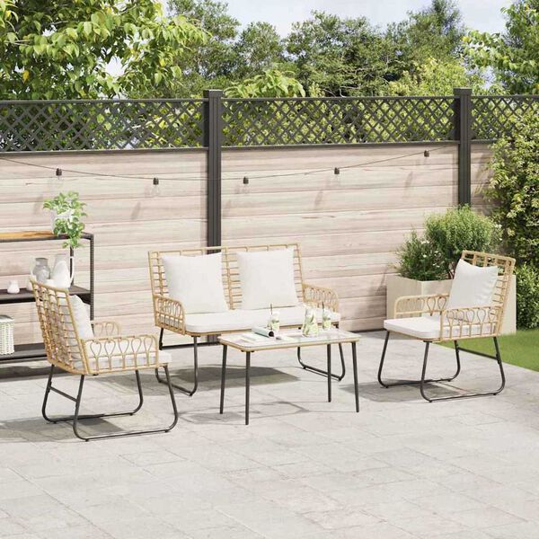 vidaXL Gartenmöbel Set 4 pcs Schwarz und Anthrazit Poly-Rattan