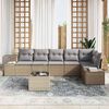 vidaXL Garten-Sofa-Set mit Kissen 7 pcs Beige und Hellgrau Poly-Rattan