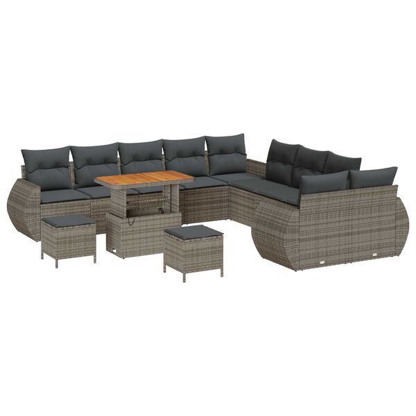 vidaXL Garten-Sofa-Set 13 pcs Grau Poly-Rattan