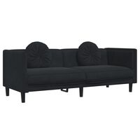 vidaXL Sofa mit Kissen 3-Sitzer Schwarz Samt