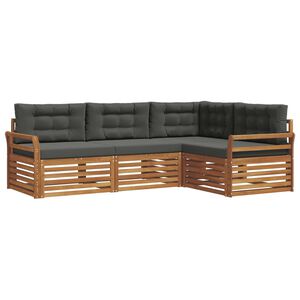 vidaXL Outdoor-Sofagarnitur 4 stk. 4-Sitzer Natur und Anthrazit