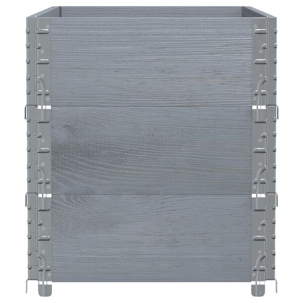 vidaXL Paletten-Aufsatzrahmen 3 Stk. Grau 100x50 cm Massivholz Kiefer