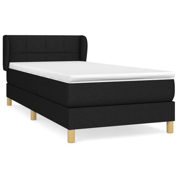 vidaXL Boxspringbett mit Matratze Schwarz 90x190 cm Stoff