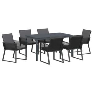 vidaXL Garten Essgruppe 7 Stk. Anthrazit Poly-Rattan