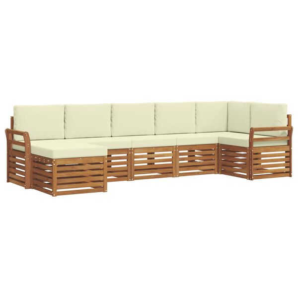 vidaXL Sofagarnituren 7 pcs Natur und Creme Massivholz Akazie