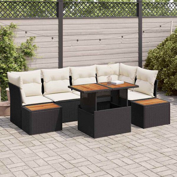 vidaXL Garten-Sofa-Set mit Speicher 10 pcs Schwarz Poly Rattan