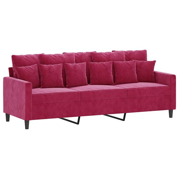 vidaXL 3-Sitzer-Sofa Weinrot 180 cm Samt