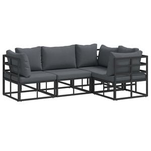 vidaXL Gartensofa-set mit Kissen 4 pcs Schwarz Aluminium