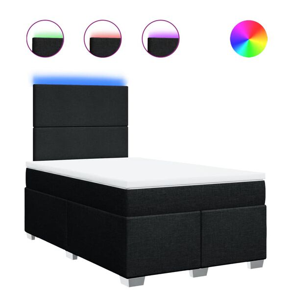 vidaXL Boxspringbett mit Matratze Schwarz 120x200 cm Stoff