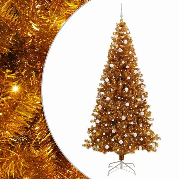 vidaXL Weihnachtsbaum mit 300 LEDs mit St&auml;nder Gold 240 cm PET