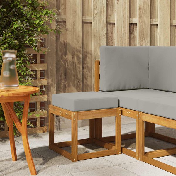 vidaXL Hocker Bank mit Kissen Nat&uuml;rlich und Hellgrau 43 x 43 x 37 cm