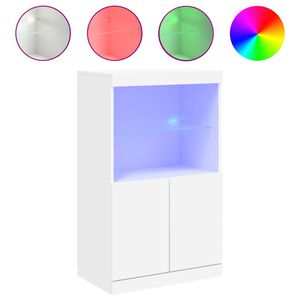 vidaXL Sideboard mit LED-Leuchten Wei&szlig; 60,5x37x100 cm