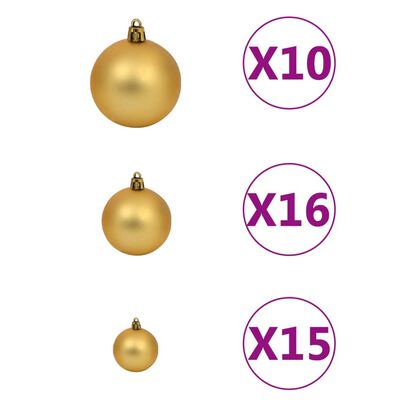 vidaXL 120-tlg. Weihnachtskugel-Set mit Spitze & 300 LED Golden Bronze