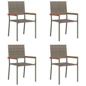 vidaXL Garten Stapelst&uuml;hle 4 stk. Grau Poly-Rattan
