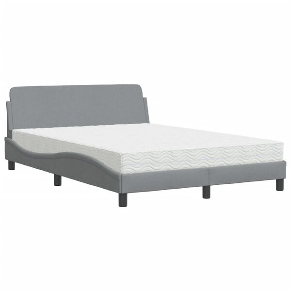 vidaXL Bett mit Matratze "Dover" Hellgrau 140x190 cm Stoff