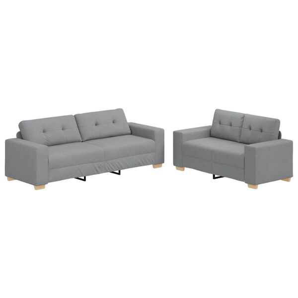 vidaXL 2-teiliges Sofa-Set mit Kissen, hellgrauer Stoff