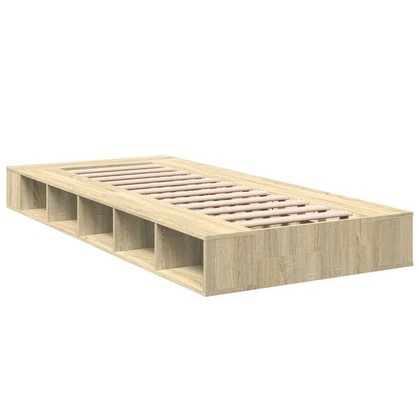 vidaXL Bettgestell Sonoma-Eiche 75x190 cm Holzwerkstoff