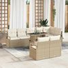 vidaXL Garten-Sofa-Set mit Speicher 9 pcs Beige Poly Rattan