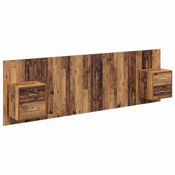 vidaXL Kopfteil mit Schrank mit Schubladen 3 pcs Altholz Holzwerkstoff