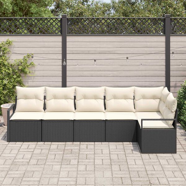 vidaXL Gartensofa-set mit Kissen 6 pcs Schwarz und Wei&szlig; Poly-Rattan