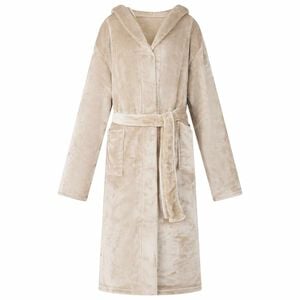 vidaXL Bademantel Hoodie Beige L Flanell