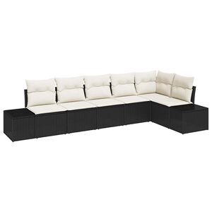 vidaXL Garten-Sofa-Set mit Kissen mit Speicher 6 pcs Schwarz und Creme