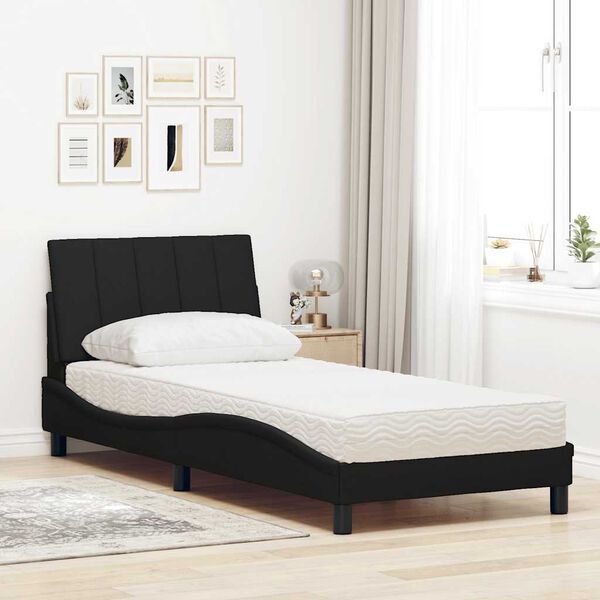 vidaXL Bett mit Matratze "Hanko" Schwarz 90x200 cm Stoff