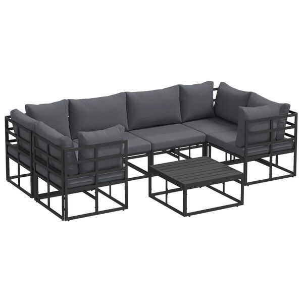 vidaXL Garten-Sofa-Set 7 pcs Schwarz Aluminium