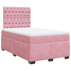vidaXL Boxspringbett mit Matratze Rosa 120x200 cm Samt