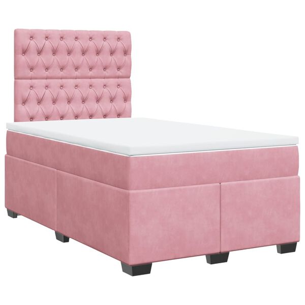 vidaXL Boxspringbett mit Matratze Rosa 120x200 cm Samt