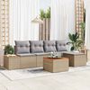 vidaXL Gartensofa-set mit Kissen 6 pcs Beige Poly Rattan