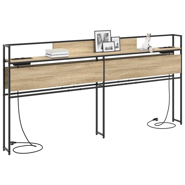 vidaXL Stauraum-Kopfteil mit Regal Sonoma-Eiche 200 cm Holzwerkstoff