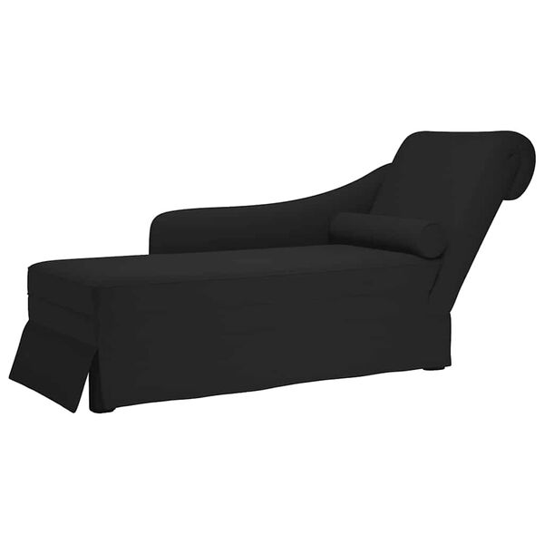 vidaXL Chaiselongue mit Nackenrolle und Rechter Armlehne Schwarz Samt