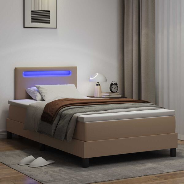 vidaXL Boxspringbett mit Matratze Cappuccino 120 x 200 cm Kunstleder